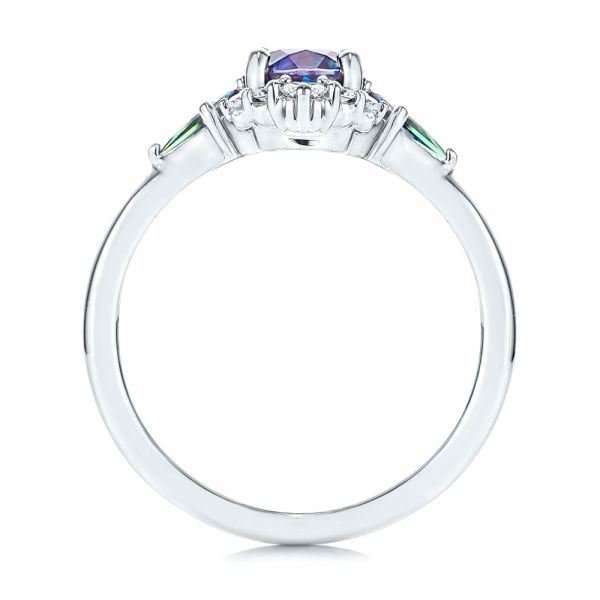 14k White Gold Custom Alexandrite And Diamond Ring - Front View -  106618