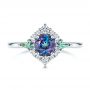 14k White Gold Custom Alexandrite And Diamond Ring - Top View -  106618 - Thumbnail