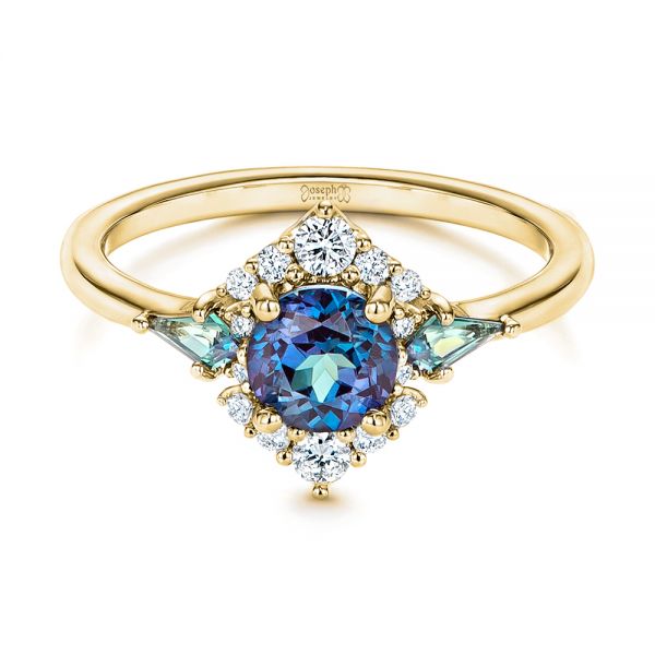 14k Yellow Gold 14k Yellow Gold Custom Alexandrite And Diamond Ring - Flat View - 106618