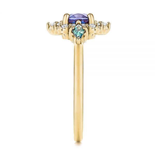 14k Yellow Gold 14k Yellow Gold Custom Alexandrite And Diamond Ring - Side View - 106618