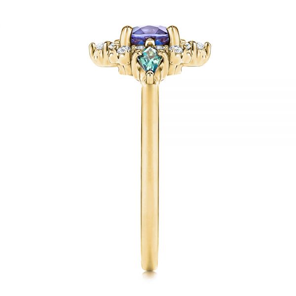 14k Yellow Gold 14k Yellow Gold Custom Alexandrite And Diamond Ring - Side View -  106618