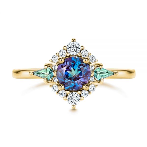 14k Yellow Gold 14k Yellow Gold Custom Alexandrite And Diamond Ring - Top View - 106618