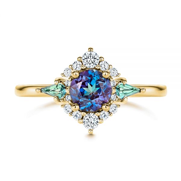 14k Yellow Gold 14k Yellow Gold Custom Alexandrite And Diamond Ring - Top View -  106618