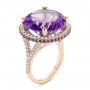 18k Rose Gold 18k Rose Gold Custom Amethyst And Diamond Fashion Ring - Three-Quarter View -  104062 - Thumbnail