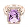 14k Rose Gold 14k Rose Gold Custom Amethyst And Diamond Fashion Ring - Flat View -  102155 - Thumbnail
