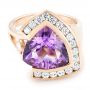 14k Rose Gold 14k Rose Gold Custom Amethyst And Diamond Fashion Ring - Flat View -  102958 - Thumbnail
