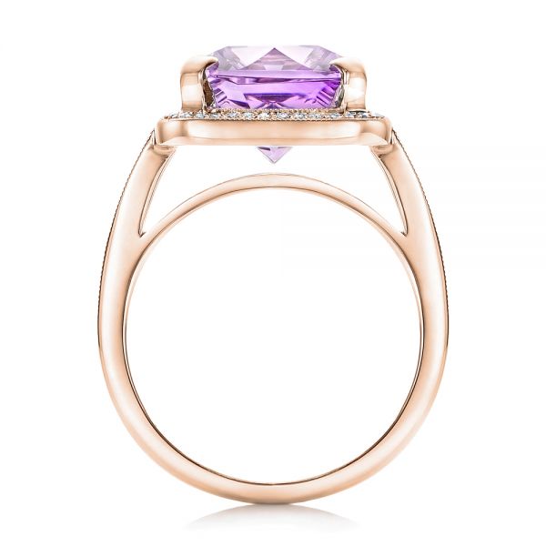 14k Rose Gold 14k Rose Gold Custom Amethyst And Diamond Fashion Ring - Front View -  102155