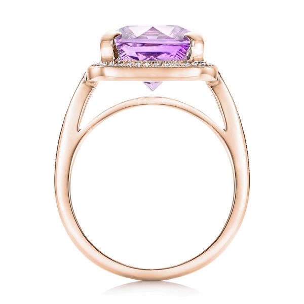 18k Rose Gold 18k Rose Gold Custom Amethyst And Diamond Fashion Ring - Front View - 102155