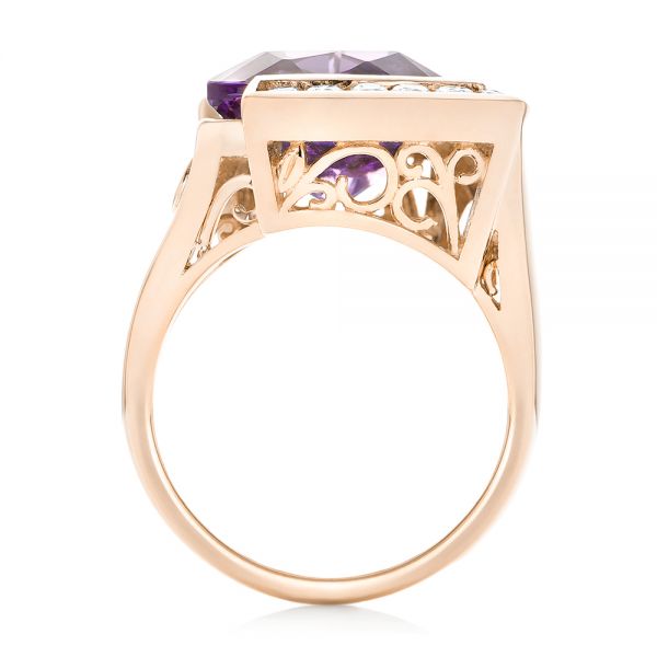 14k Rose Gold 14k Rose Gold Custom Amethyst And Diamond Fashion Ring - Front View -  102958