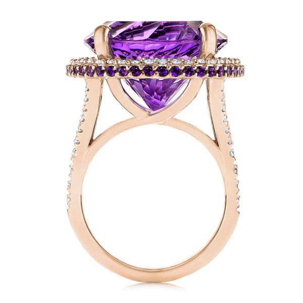 18k Rose Gold 18k Rose Gold Custom Amethyst And Diamond Fashion Ring - Front View -  104062