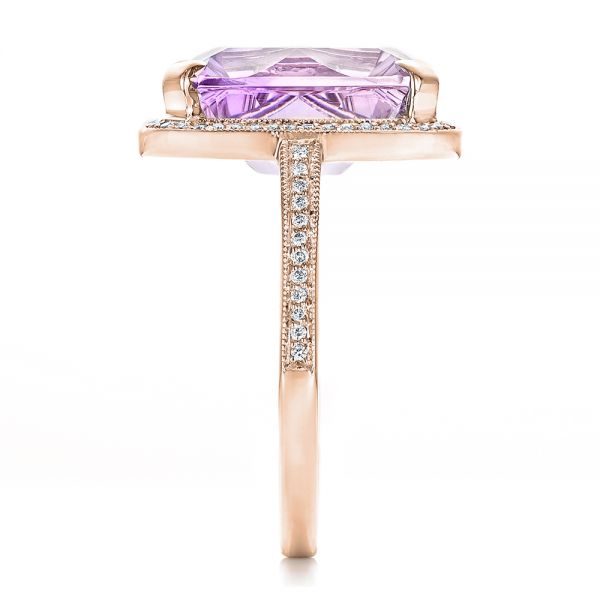 14k Rose Gold 14k Rose Gold Custom Amethyst And Diamond Fashion Ring - Side View -  102155