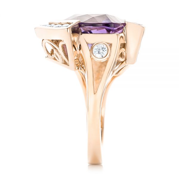 18k Rose Gold 18k Rose Gold Custom Amethyst And Diamond Fashion Ring - Side View -  102958