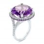 14k White Gold Custom Amethyst And Diamond Fashion Ring - Three-Quarter View -  104062 - Thumbnail