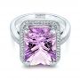 14k White Gold Custom Amethyst And Diamond Fashion Ring - Flat View -  102155 - Thumbnail