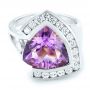  Platinum Platinum Custom Amethyst And Diamond Fashion Ring - Flat View -  102958 - Thumbnail