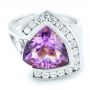 14k White Gold 14k White Gold Custom Amethyst And Diamond Fashion Ring - Flat View -  102958 - Thumbnail