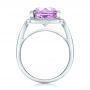 14k White Gold Custom Amethyst And Diamond Fashion Ring - Front View -  102155 - Thumbnail