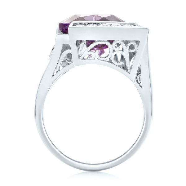 Platinum Platinum Custom Amethyst And Diamond Fashion Ring - Front View - 102958