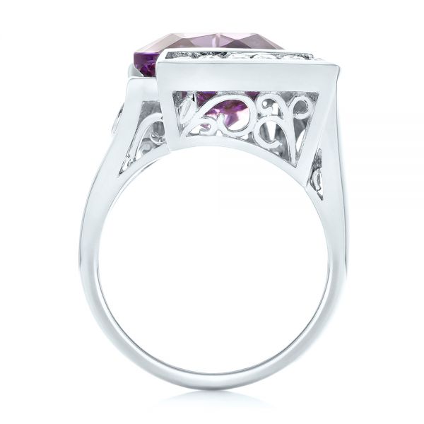 18k White Gold 18k White Gold Custom Amethyst And Diamond Fashion Ring - Front View -  102958