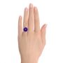 14k White Gold Custom Amethyst And Diamond Fashion Ring - Hand View -  104062 - Thumbnail