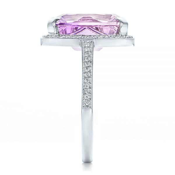 18k White Gold 18k White Gold Custom Amethyst And Diamond Fashion Ring - Side View -  102155