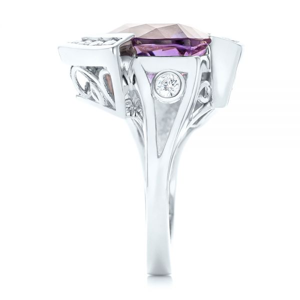  Platinum Platinum Custom Amethyst And Diamond Fashion Ring - Side View -  102958