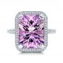 14k White Gold Custom Amethyst And Diamond Fashion Ring - Top View -  102155 - Thumbnail