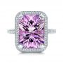  Platinum Platinum Custom Amethyst And Diamond Fashion Ring - Top View -  102155 - Thumbnail