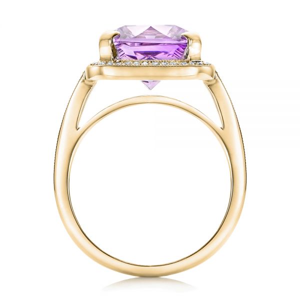 14k Yellow Gold 14k Yellow Gold Custom Amethyst And Diamond Fashion Ring - Front View -  102155