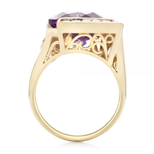 14k Yellow Gold Custom Amethyst And Diamond Fashion Ring - Front View - 102958