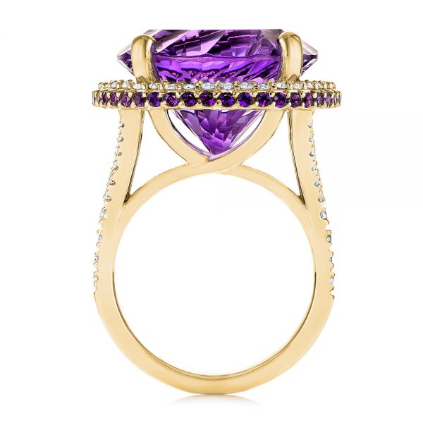 18k Yellow Gold 18k Yellow Gold Custom Amethyst And Diamond Fashion Ring - Front View -  104062