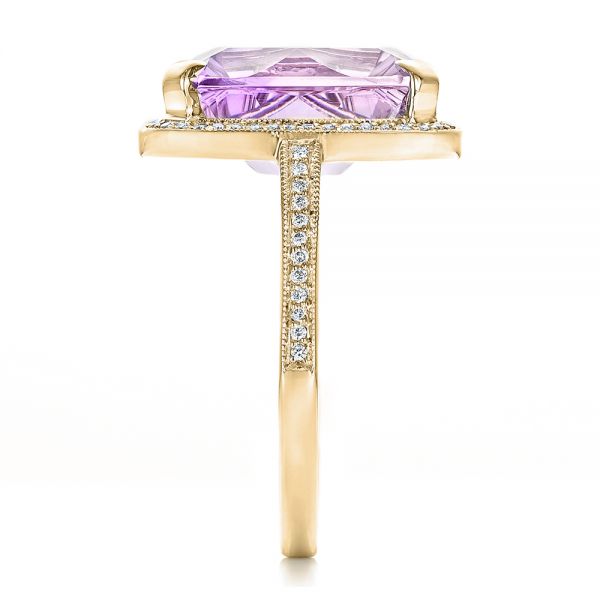 14k Yellow Gold 14k Yellow Gold Custom Amethyst And Diamond Fashion Ring - Side View - 102155