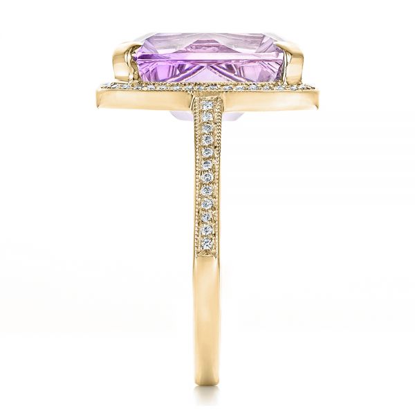 14k Yellow Gold 14k Yellow Gold Custom Amethyst And Diamond Fashion Ring - Side View -  102155