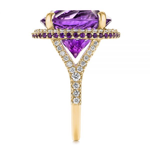 18k Yellow Gold 18k Yellow Gold Custom Amethyst And Diamond Fashion Ring - Side View - 104062