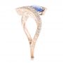 14k Rose Gold 14k Rose Gold Custom Aquamarine Blue Sapphire And Diamond Fashion Ring - Side View -  102486 - Thumbnail