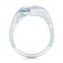 14k White Gold Custom Aquamarine Blue Sapphire And Diamond Fashion Ring - Front View -  102486 - Thumbnail