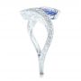 14k White Gold Custom Aquamarine Blue Sapphire And Diamond Fashion Ring - Side View -  102486 - Thumbnail