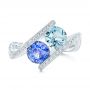 14k White Gold Custom Aquamarine Blue Sapphire And Diamond Fashion Ring - Top View -  102486 - Thumbnail