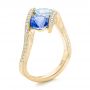 14k Yellow Gold 14k Yellow Gold Custom Aquamarine Blue Sapphire And Diamond Fashion Ring - Three-Quarter View -  102486 - Thumbnail