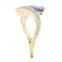 18k Yellow Gold 18k Yellow Gold Custom Aquamarine Blue Sapphire And Diamond Fashion Ring - Side View -  102486 - Thumbnail