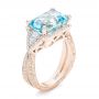 14k Rose Gold 14k Rose Gold Custom Aquamarine And Diamond Fashion Ring - Three-Quarter View -  102859 - Thumbnail