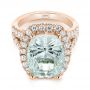 18k Rose Gold 18k Rose Gold Custom Aquamarine And Diamond Fashion Ring - Flat View -  104053 - Thumbnail