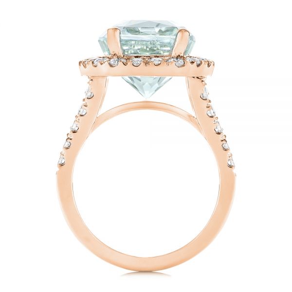 18k Rose Gold 18k Rose Gold Custom Aquamarine And Diamond Fashion Ring - Front View -  104053