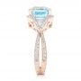 14k Rose Gold 14k Rose Gold Custom Aquamarine And Diamond Fashion Ring - Side View -  102859 - Thumbnail