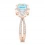 14k Rose Gold 14k Rose Gold Custom Aquamarine And Diamond Fashion Ring - Side View -  102859 - Thumbnail