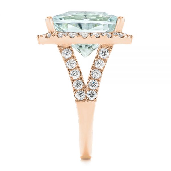 18k Rose Gold 18k Rose Gold Custom Aquamarine And Diamond Fashion Ring - Side View -  104053