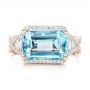 18k Rose Gold 18k Rose Gold Custom Aquamarine And Diamond Fashion Ring - Top View -  102859 - Thumbnail