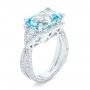 14k White Gold Custom Aquamarine And Diamond Fashion Ring - Three-Quarter View -  102859 - Thumbnail