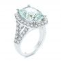 14k White Gold 14k White Gold Custom Aquamarine And Diamond Fashion Ring - Three-Quarter View -  104053 - Thumbnail