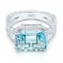  Platinum Platinum Custom Aquamarine And Diamond Fashion Ring - Flat View -  102859 - Thumbnail